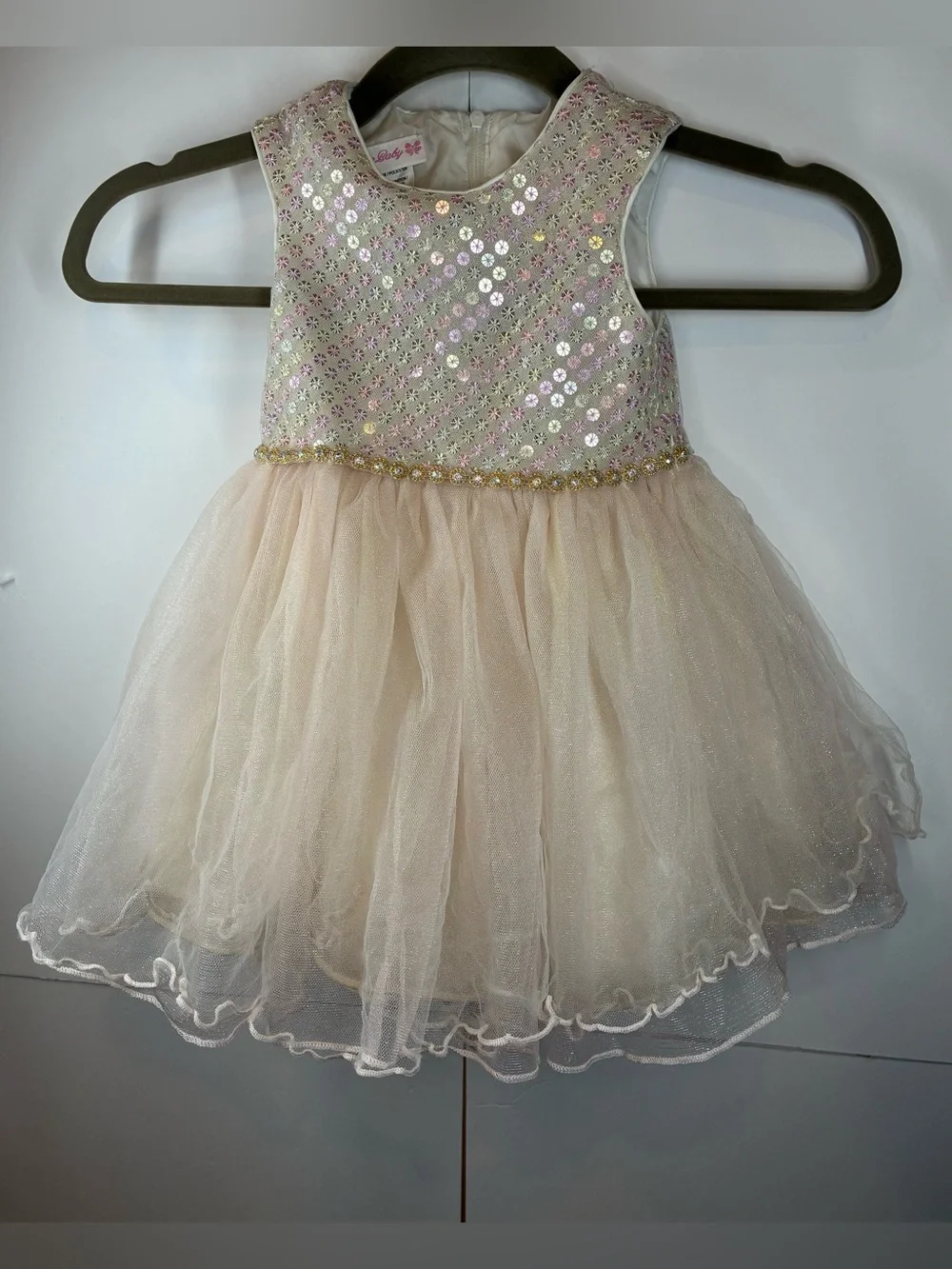 Bonnie Baby Girls Pink Sparkle Tulle Party Dress 24M Sleeveless